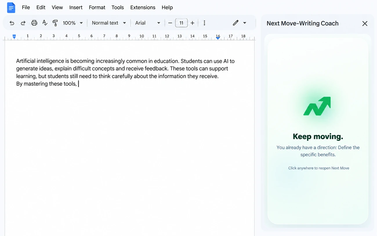 Next Move selected text and context controls